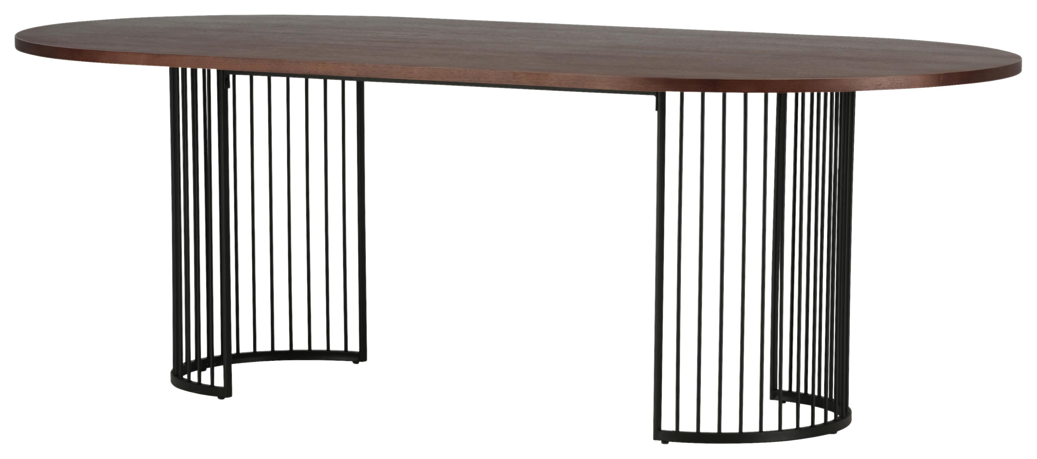 Esstisch Hamneksär - Dunkelbraun/Schwarz, Design, Holzwerkstoff/Metall (220/110/75cm) - Livetastic