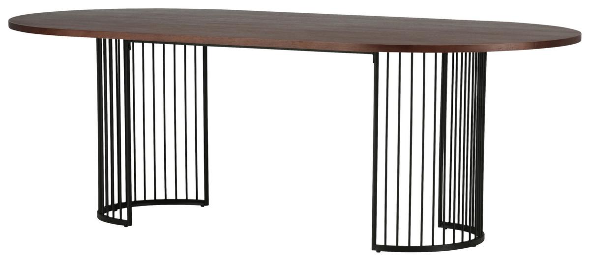 Esstisch Hamneksär - Dunkelbraun/Schwarz, Design, Holzwerkstoff/Metall (220/110/75cm) - Livetastic