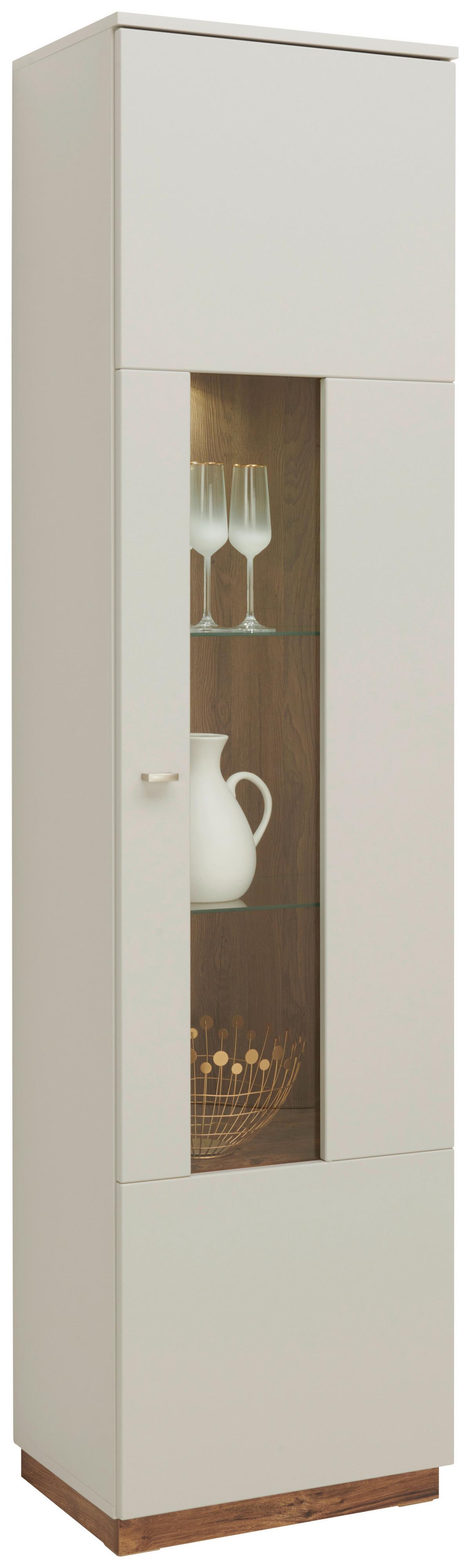 Vitrine Arian B: 50,1 cm Hellgrau/Eiche Dekor - Eichefarben/Hellgrau, MODERN, Glas/Holzwerkstoff (50,1/198,6/37,2cm)