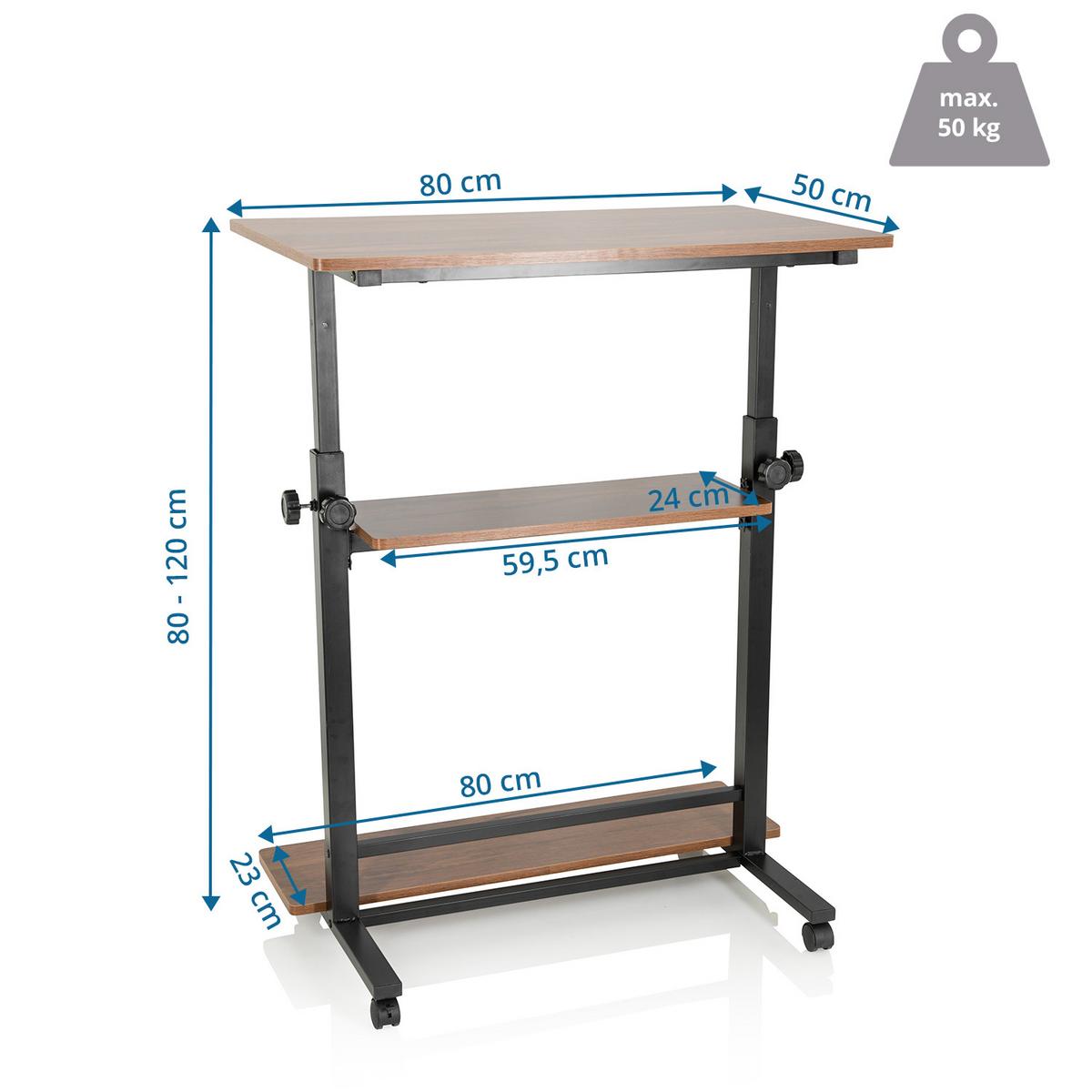 Schreibtisch Workstation II Schwarz/Walnuss Dekor - Walnussfarben/Schwarz, Basics, Holzwerkstoff/Kunststoff (80/80x120/50cm) - MID.YOU