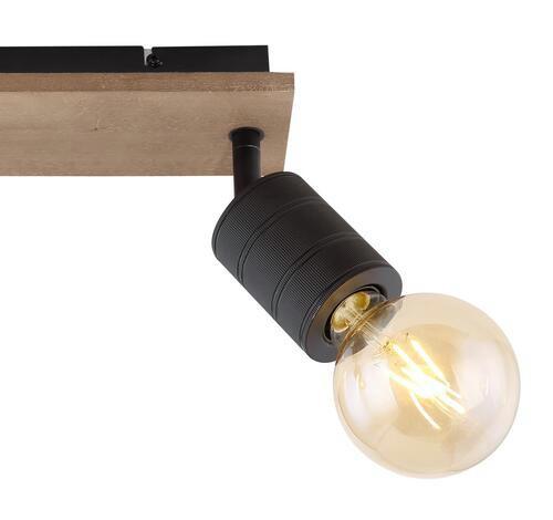 Strahler Josella 2-flammig Verstellbar L: 31 Cm - Dunkelbraun/Schwarz, Design, Holz/Metall (31/10/18cm) - Globo