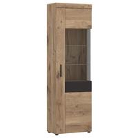 Vitrin Grano - tölgyfa színű/sötétszürke, Trend, faalapú anyag/Üveg (58/195/37,4cm)