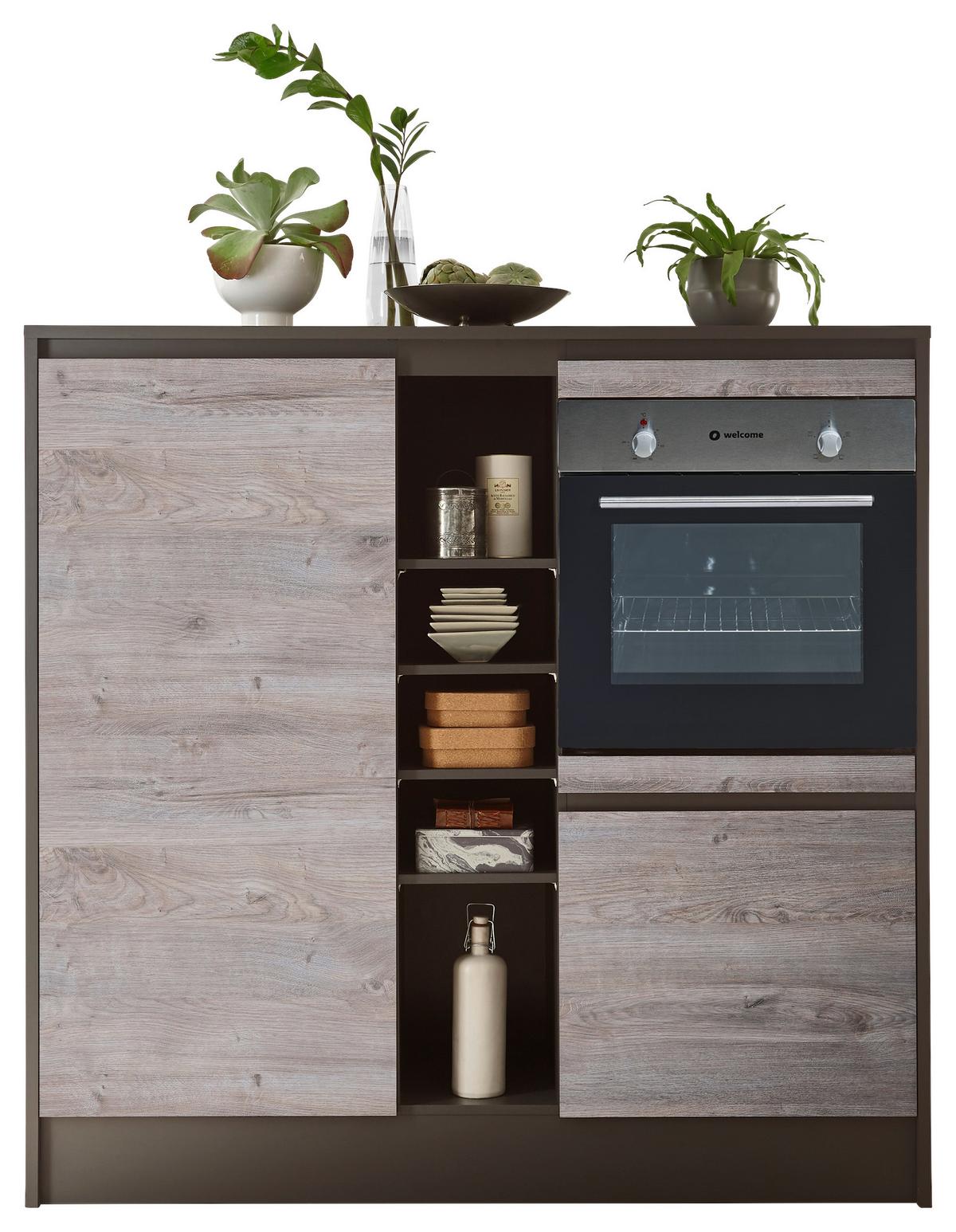 Zweizeilig Küche Less 210 + 150 Cm Anthrazit/eiche - Eichefarben/Anthrazit, MODERN, Holzwerkstoff (210+150cm) - MID.YOU