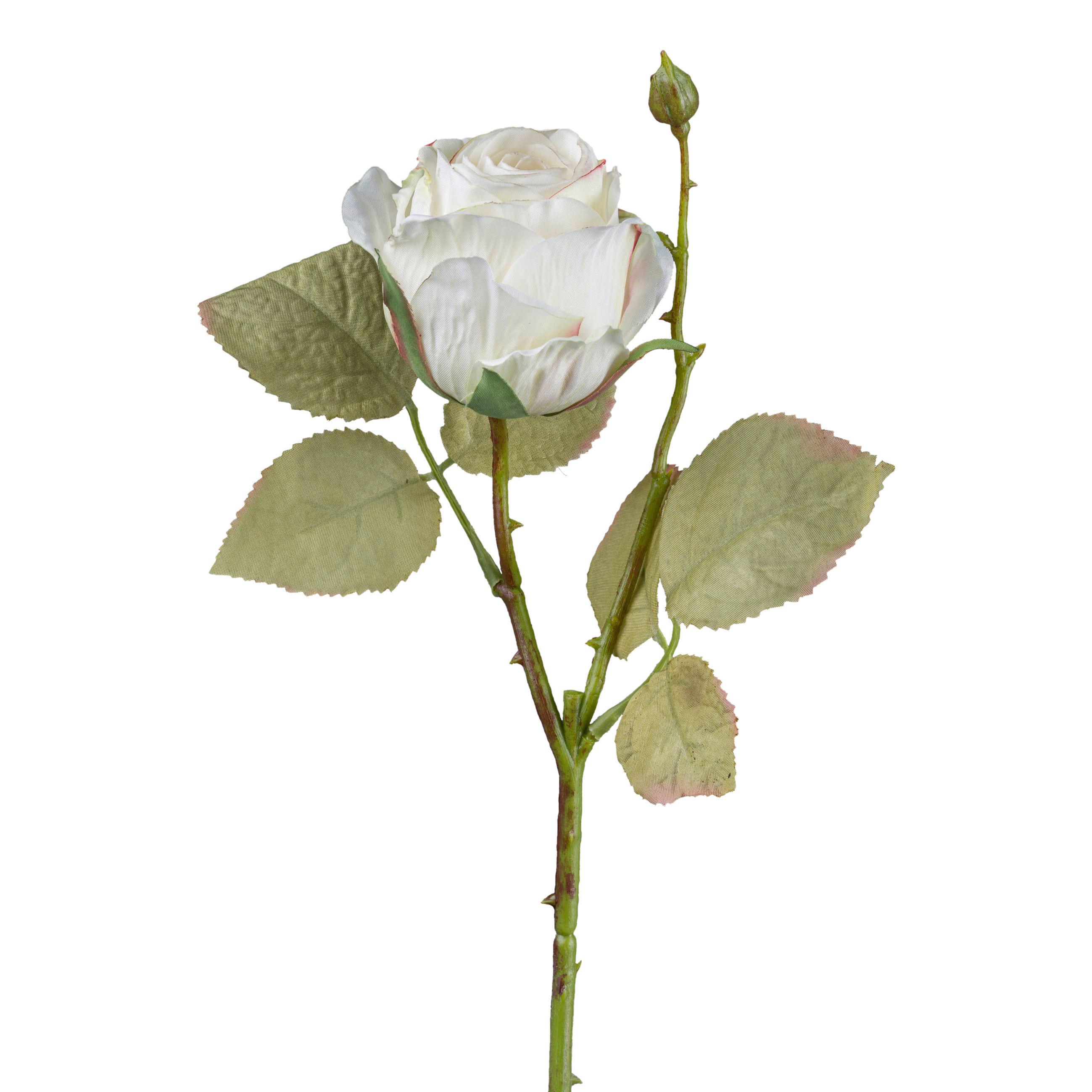 DEKORAČNÍ VĚTVIČKA VINTAGEROSE I - bílá/zelená, Konvenční, plast (45cm) - Modern Living