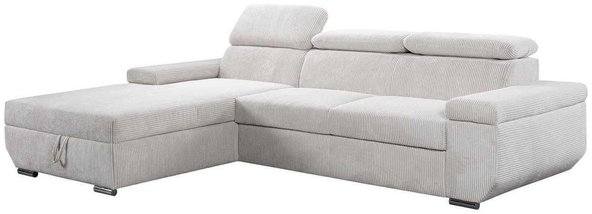 Sofa Lars Beige, Lf: 146x240 Cm - Chromfarben/Creme, Basics, Textil (189/268cm) - Livetastic