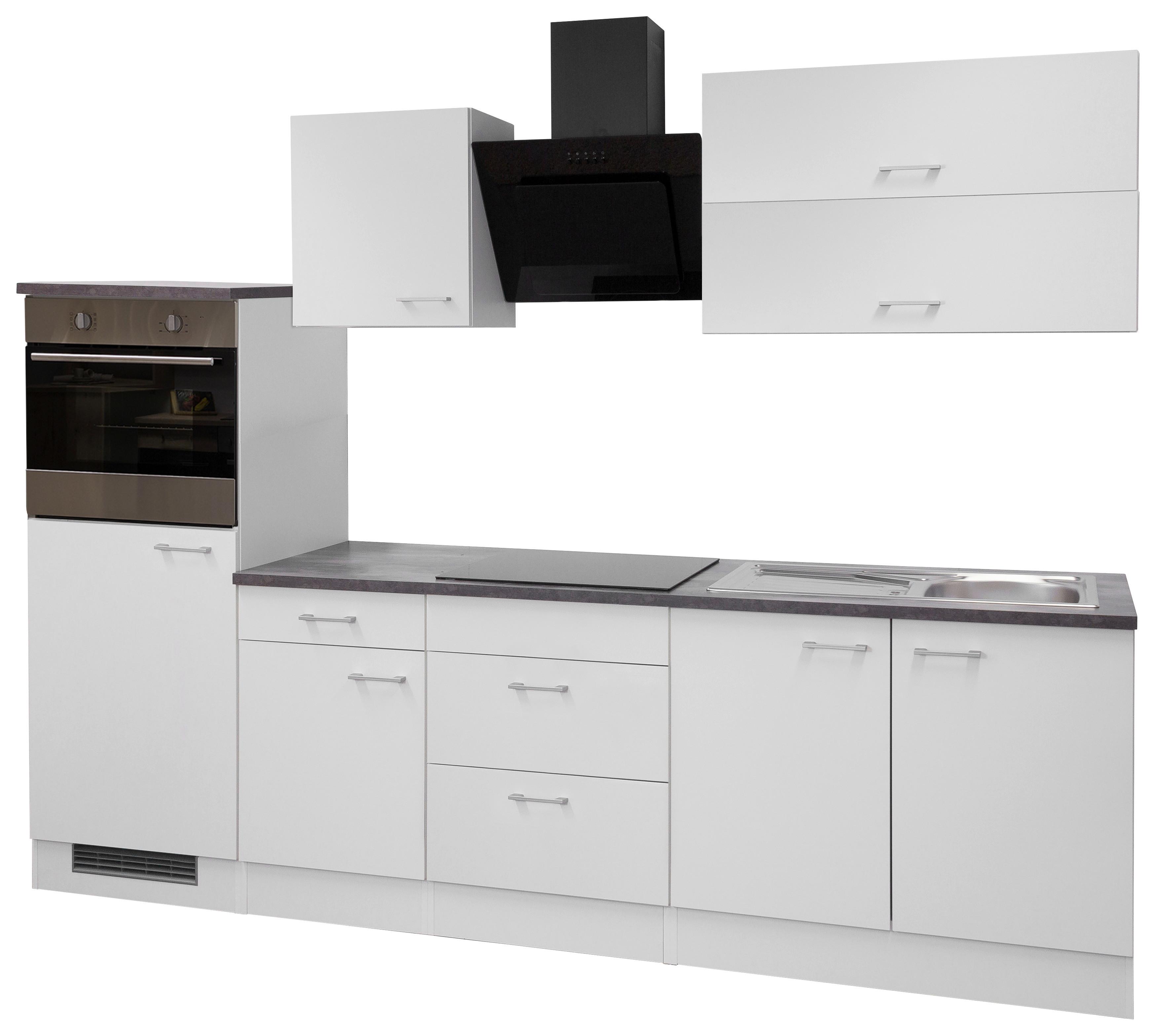 Küchenzeile Lucca ohne Geräte 270 cm Weiß - Graubraun/Weiß, MODERN, Holzwerkstoff (270cm) - FlexWell