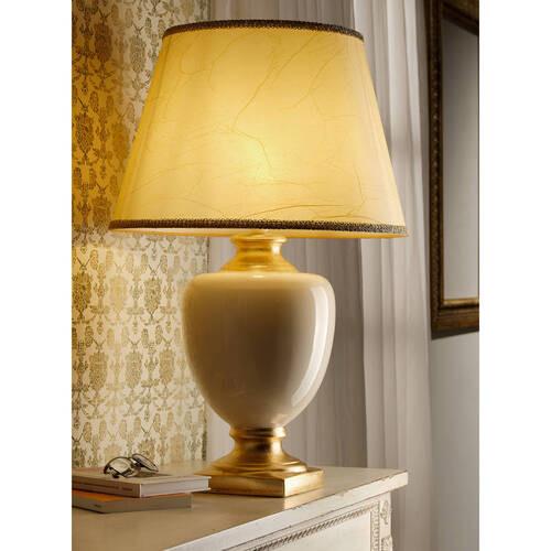 Tischleuchte 229/ga - Hellbraun/Goldfarben, KONVENTIONELL, Keramik/Textil (45/45/75cm)