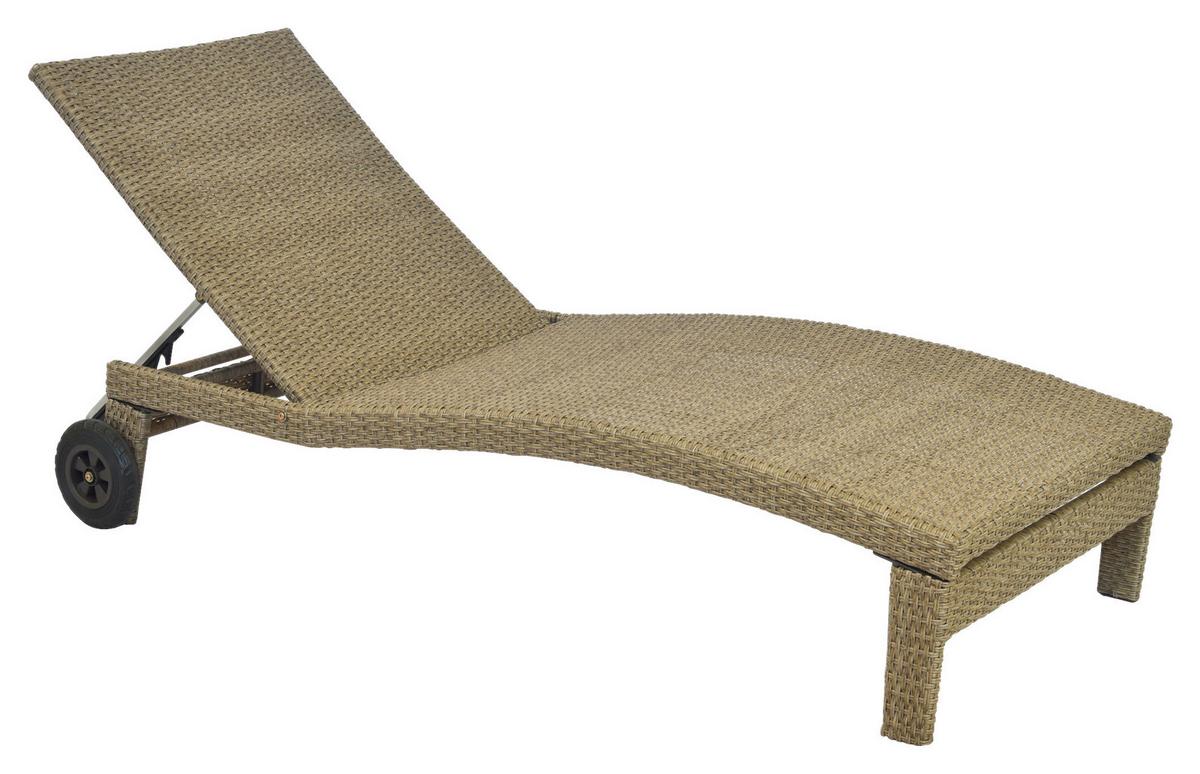 Gartenliege Andalusia - Beige/Braun, MODERN, Textil/Metall (90/100/208cm) - Gardenson