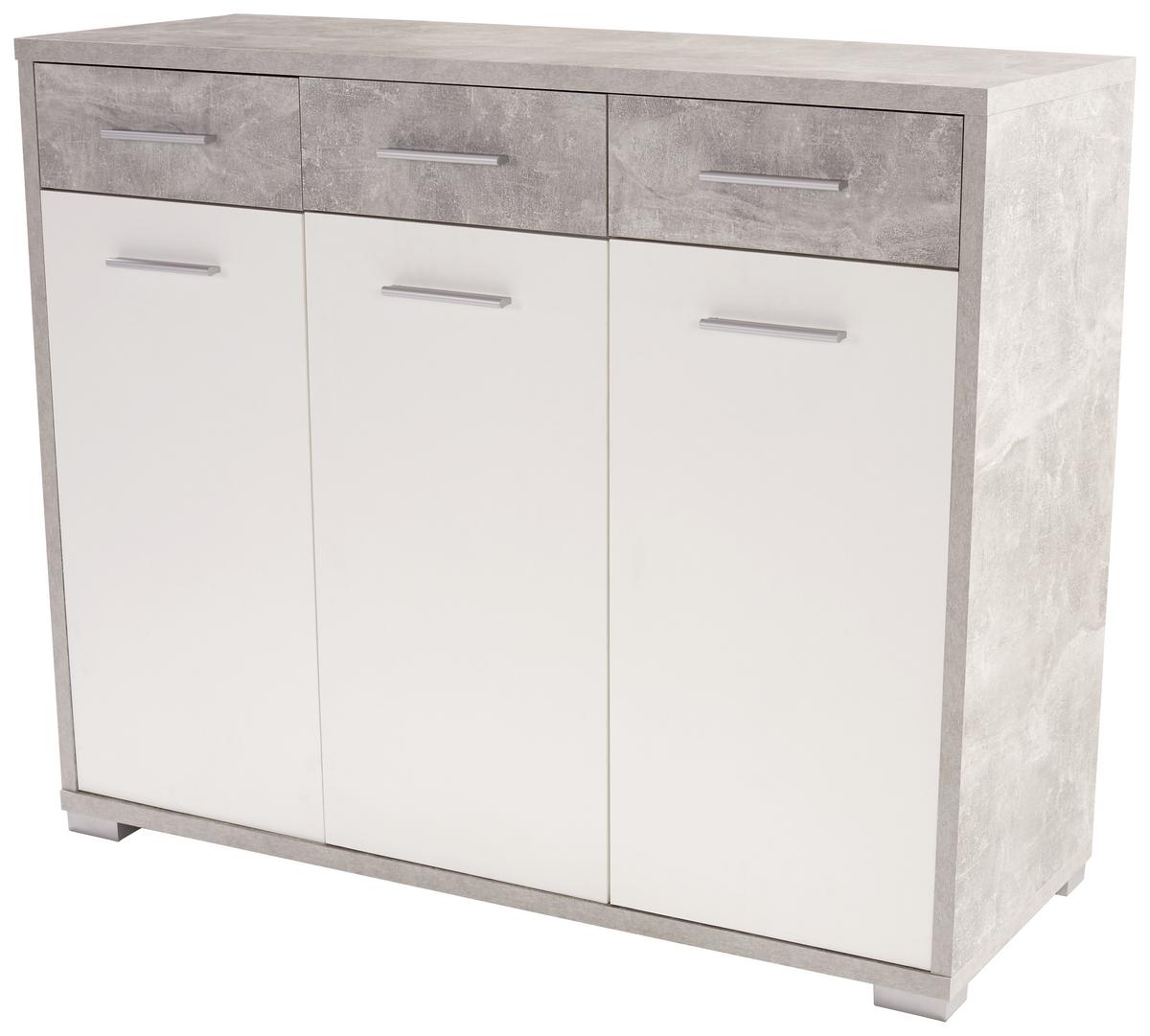 Kommode B 144 Cm Q-big New, Beton Optik/weiß - Weiß/Grau, MODERN, Holz (144/105/44cm)