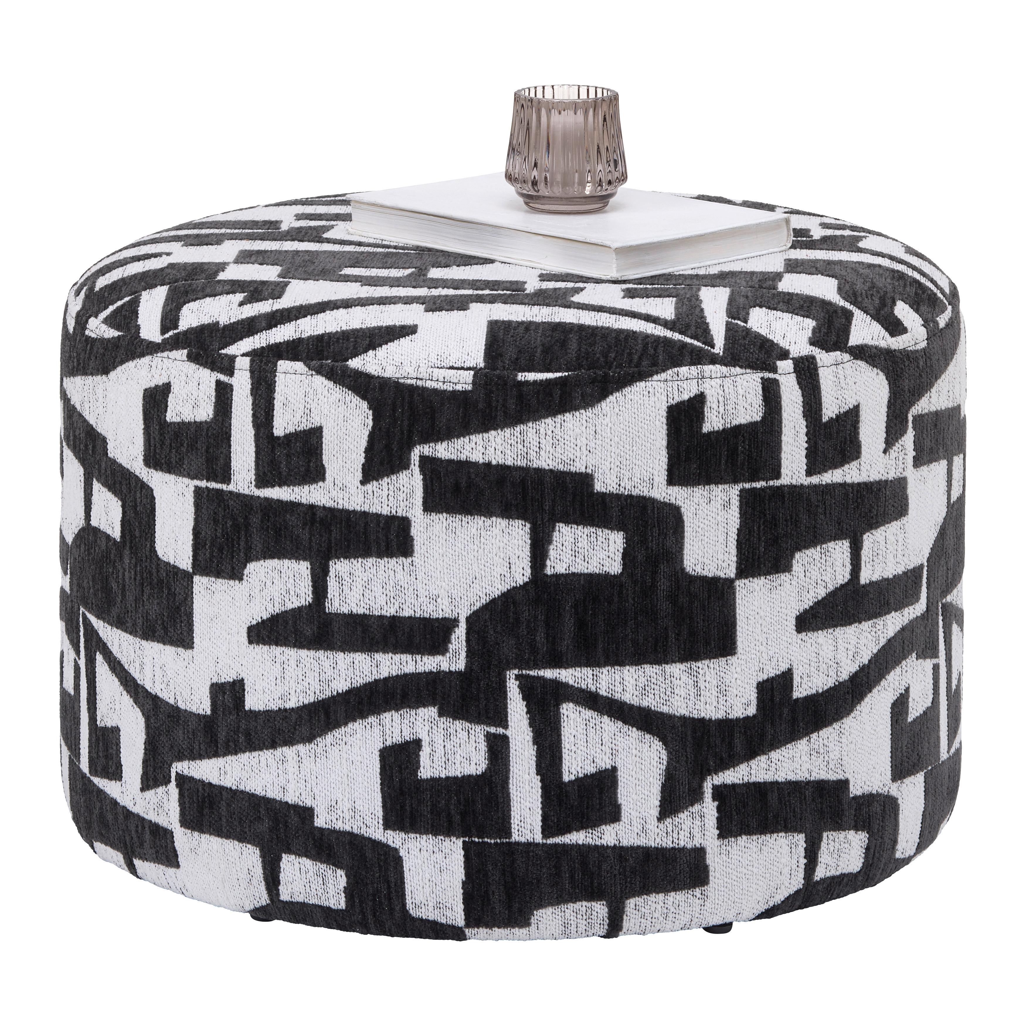 Taburetka MILA, čierno-biela ženilka,do 120 kg - čierna/biela, Lifestyle, kompozitné drevo/textil (52/33/52cm) - Mömax