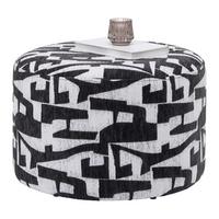 Taburet MILA, černo-bílá žinylka,do 120 kg - bílá/černá, Lifestyle, kompozitní dřevo/textil (52/33/52cm) - Mömax