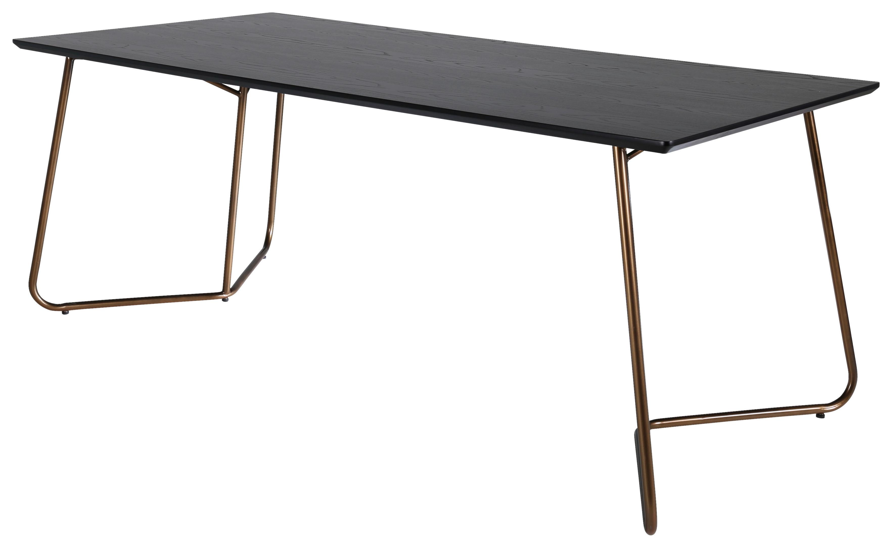 Esstisch Petra - Messingfarben/Schwarz, Design, Holzwerkstoff/Metall (180/90/75cm) - Livetastic