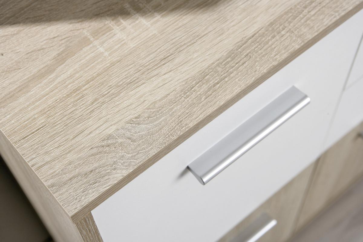 Kommode B 77cm Eboli, Eiche Dekor/Weiß - Weiß/Sonoma Eiche, Basics, Holzwerkstoff (77/77/30cm) - MID.YOU