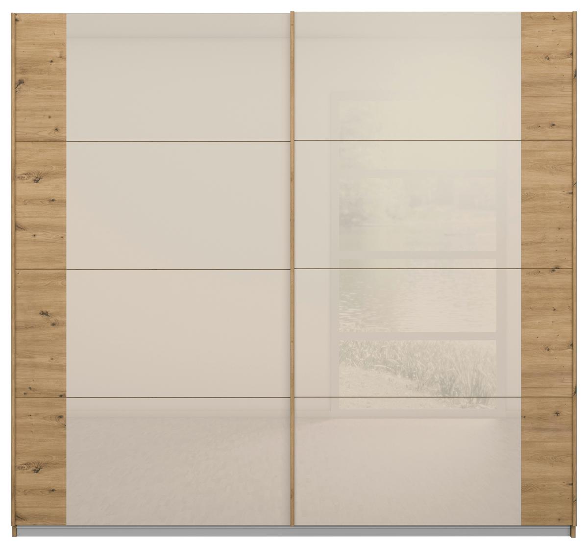 Schwebetürenschrank Artemis B: 225 Cm Champagner/eiche - Champagner/Eiche Artisan, MODERN, Glas/Holzwerkstoff (225/210/62cm) - Rauch Möbel