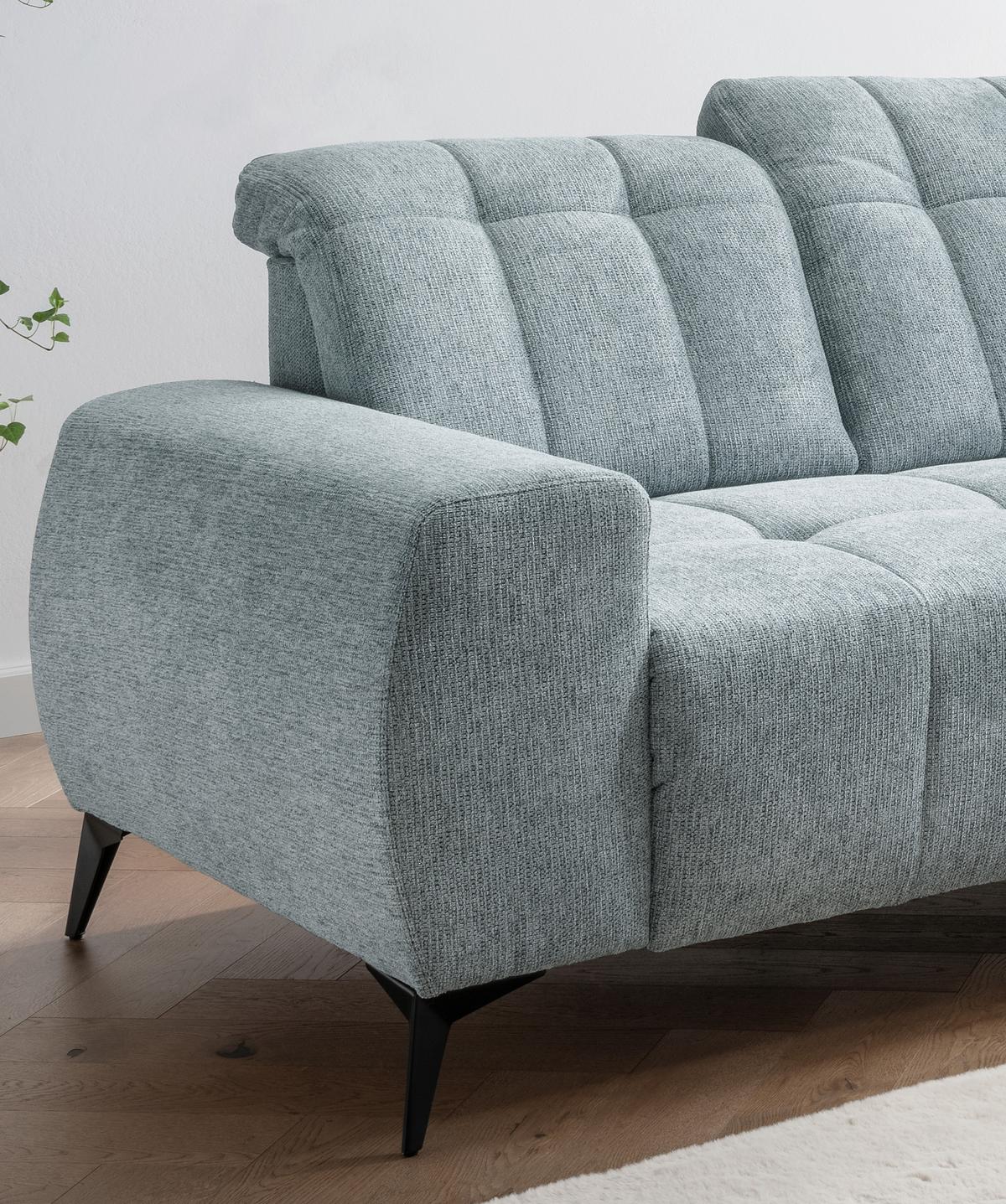 Ecksofa mit USB Anschluss Sano, Mintfrün, S: 261x200 cm - Schwarz/Mintgrün, MODERN, Textil (261/200cm) - Livetastic