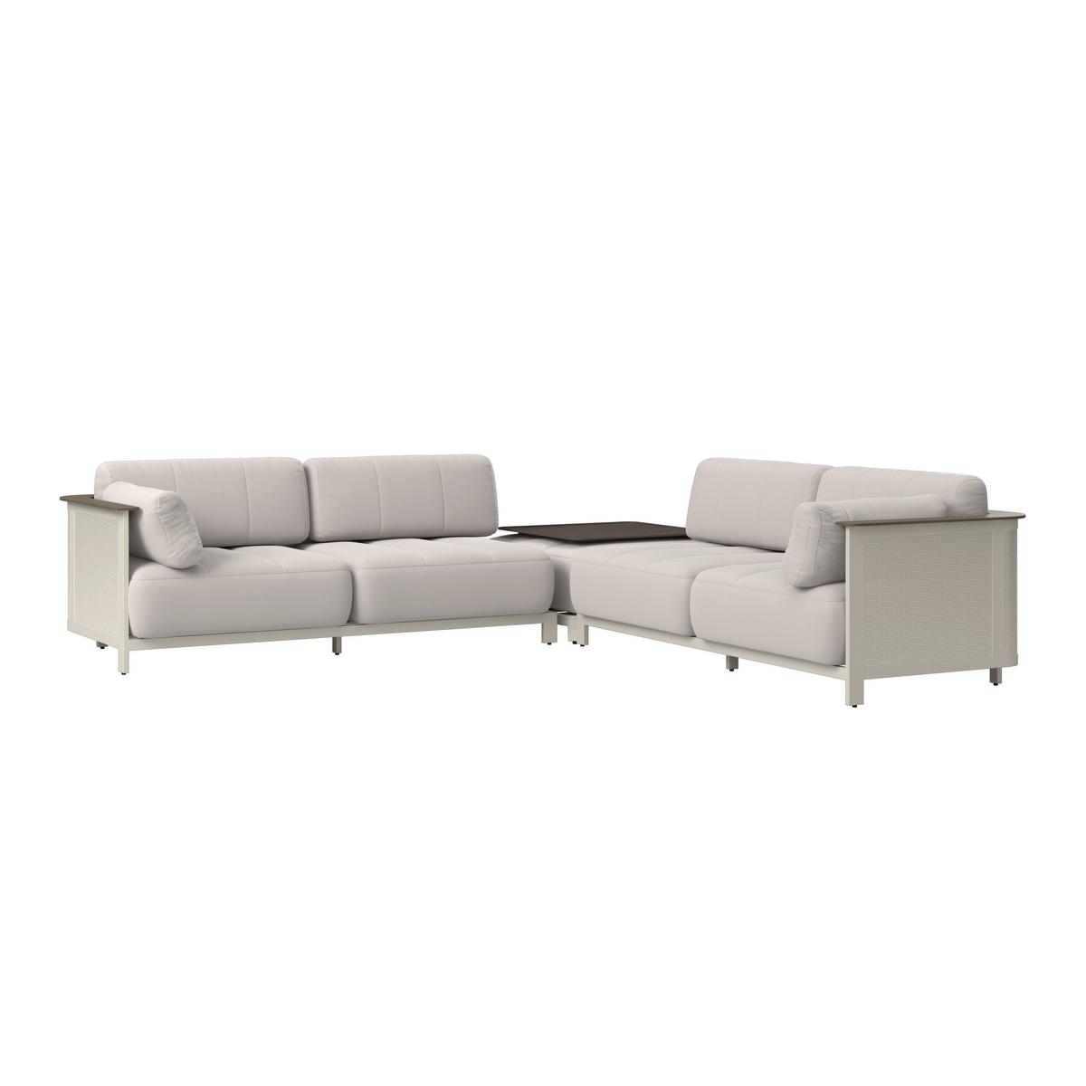 TERASOVÁ SEDACIA SÚPRAVA MARA - biela/svetlosivá, Modern, kov/textil (269/269cm) - Bessagi Garden