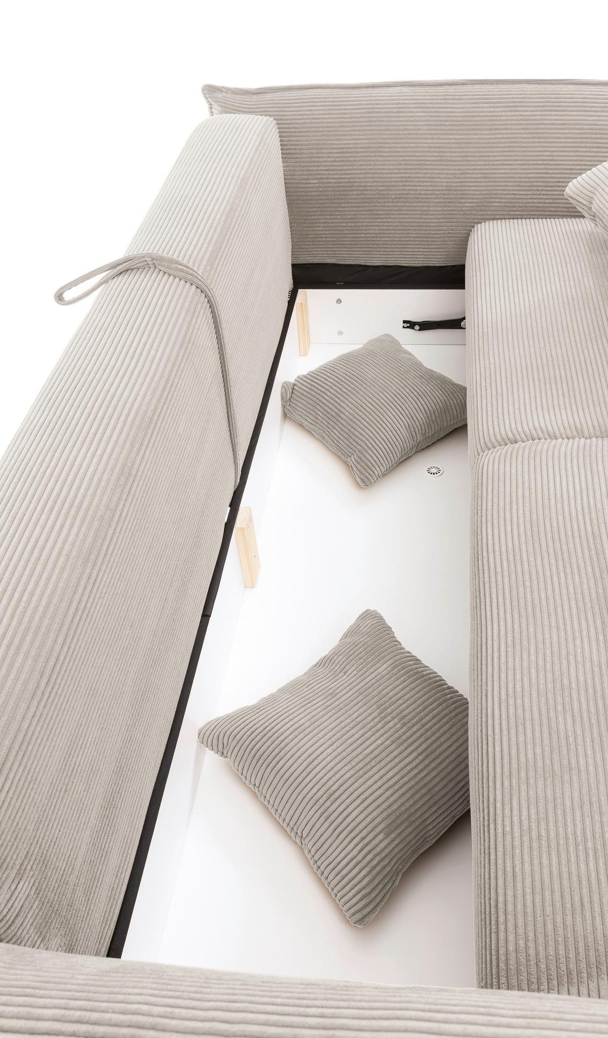 Bigsofa Pera, Beige B: 242 Cm - Chromfarben/Beige, MODERN, Textil (242/71/90/131cm) - Livetastic