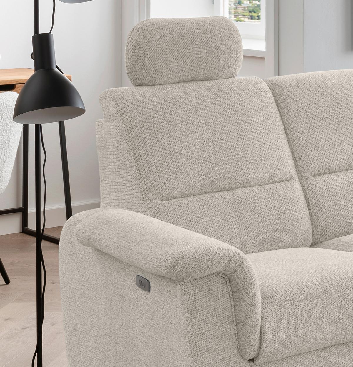 Ecksofa Mit Relaxfunktion Parole Beige Chenille - Chromfarben/Beige, MODERN, Textil (275/236cm) - Livetastic