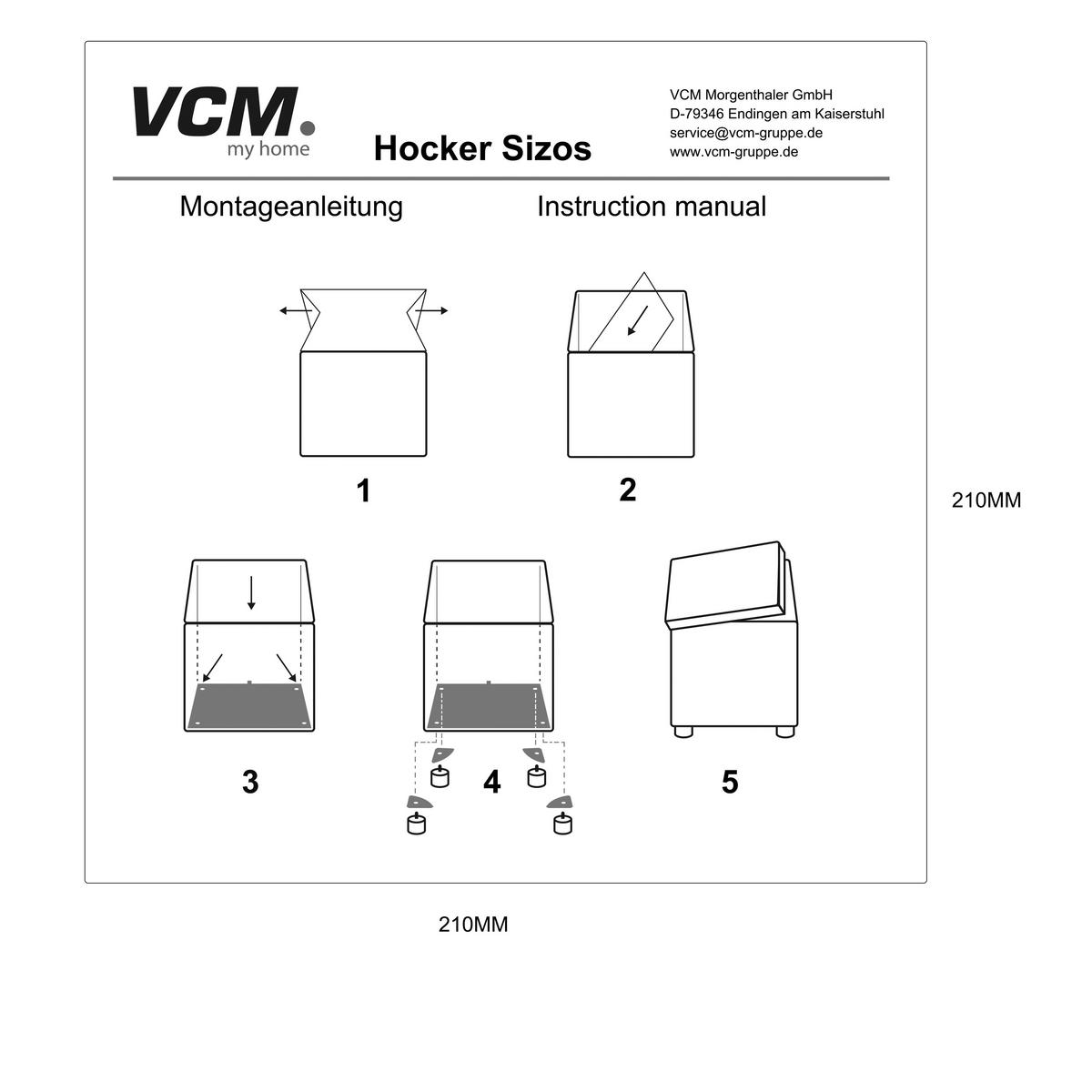Hockerbank Sizos M Rot B: 38 cm - Rot/Braun, MODERN, Textil (38/40/38cm) - MID.YOU