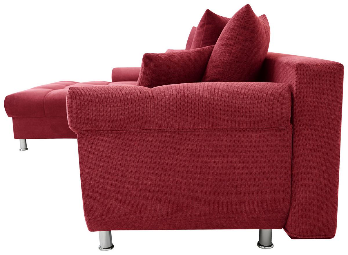 Rohová sedačka ERICE, ľavá, červená - chrómová/červená, Design, textil/plast (198/312cm)