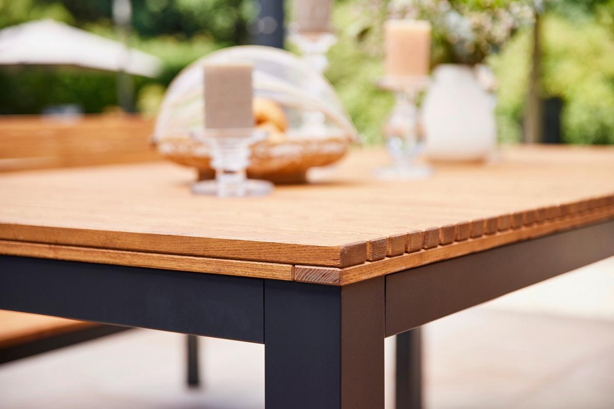 Gartentisch Robinienholz /Metall L 220 cm - Anthrazit/Robinienfarben, KONVENTIONELL, Holz/Metall (220/100/76cm) - Siena Garden