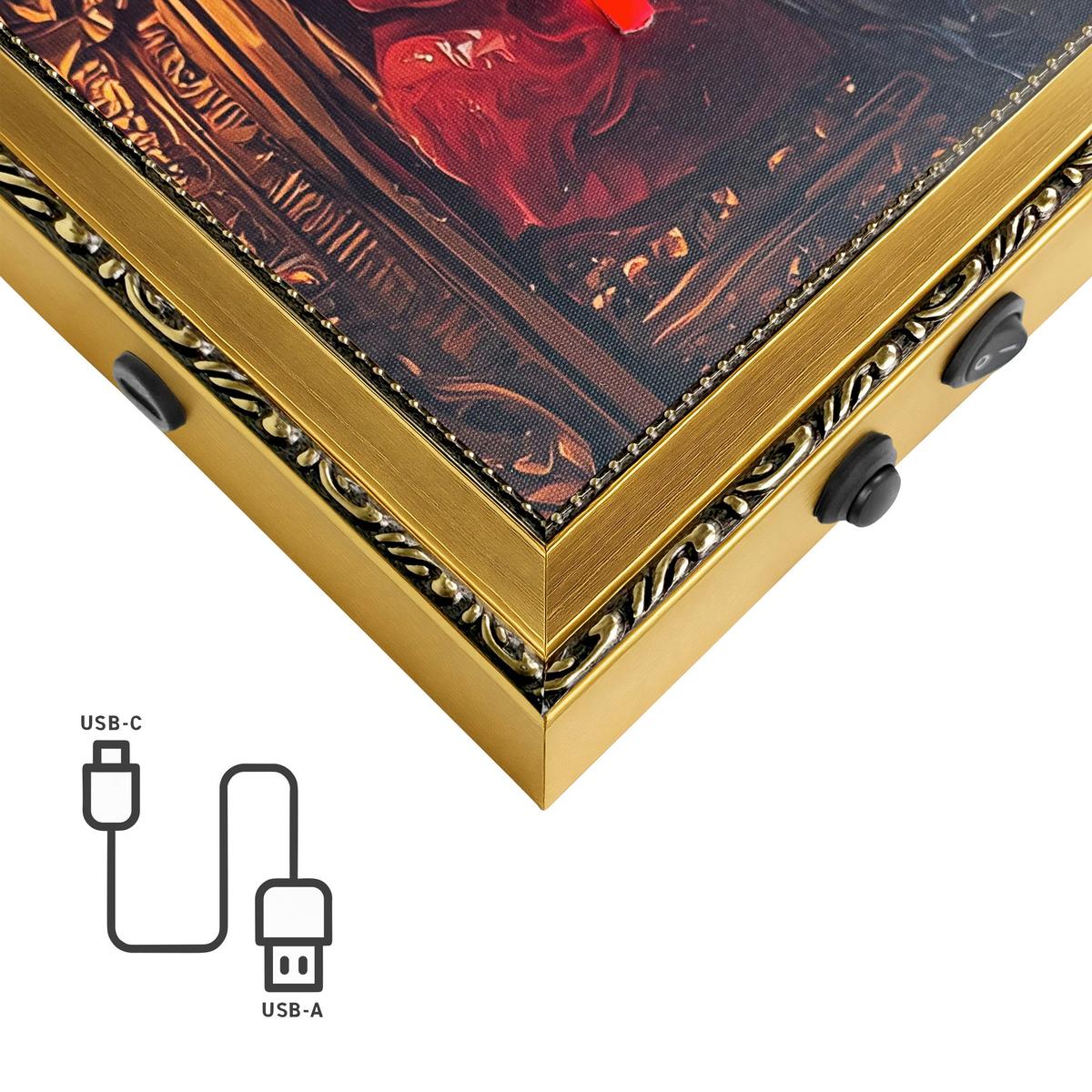 LED-Bild Neon Gold King Lion - Schwarz, Basics, Holzwerkstoff/Kunststoff (70/100/3,5cm)