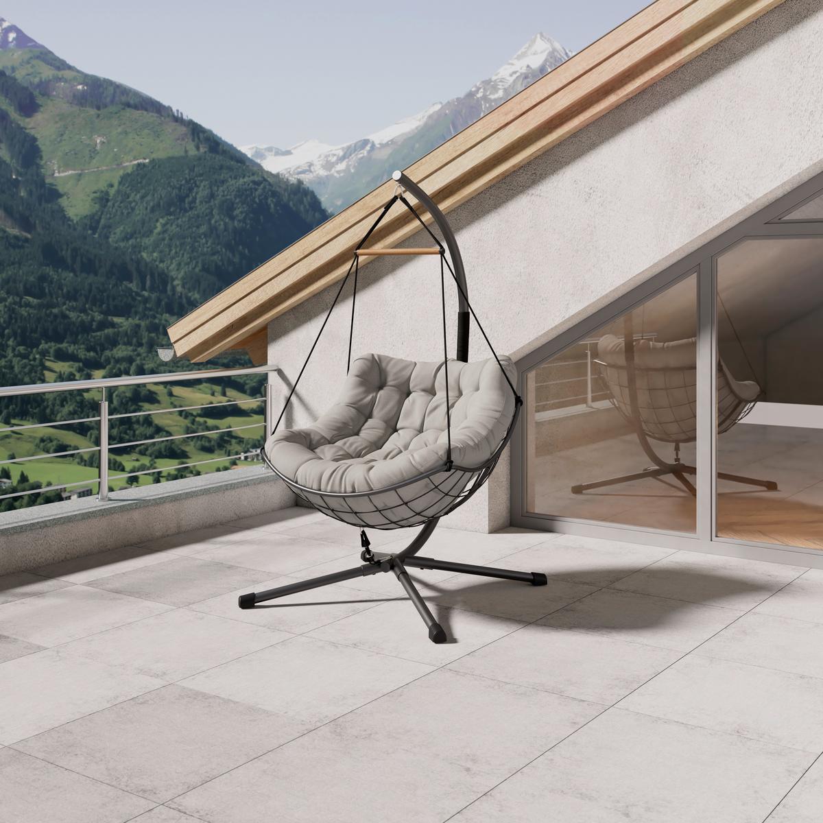 ZÁVESNÉ KRESLO ROM - svetlosivá/antracitová, Modern, kov/textil (100/191/120cm) - Mömax