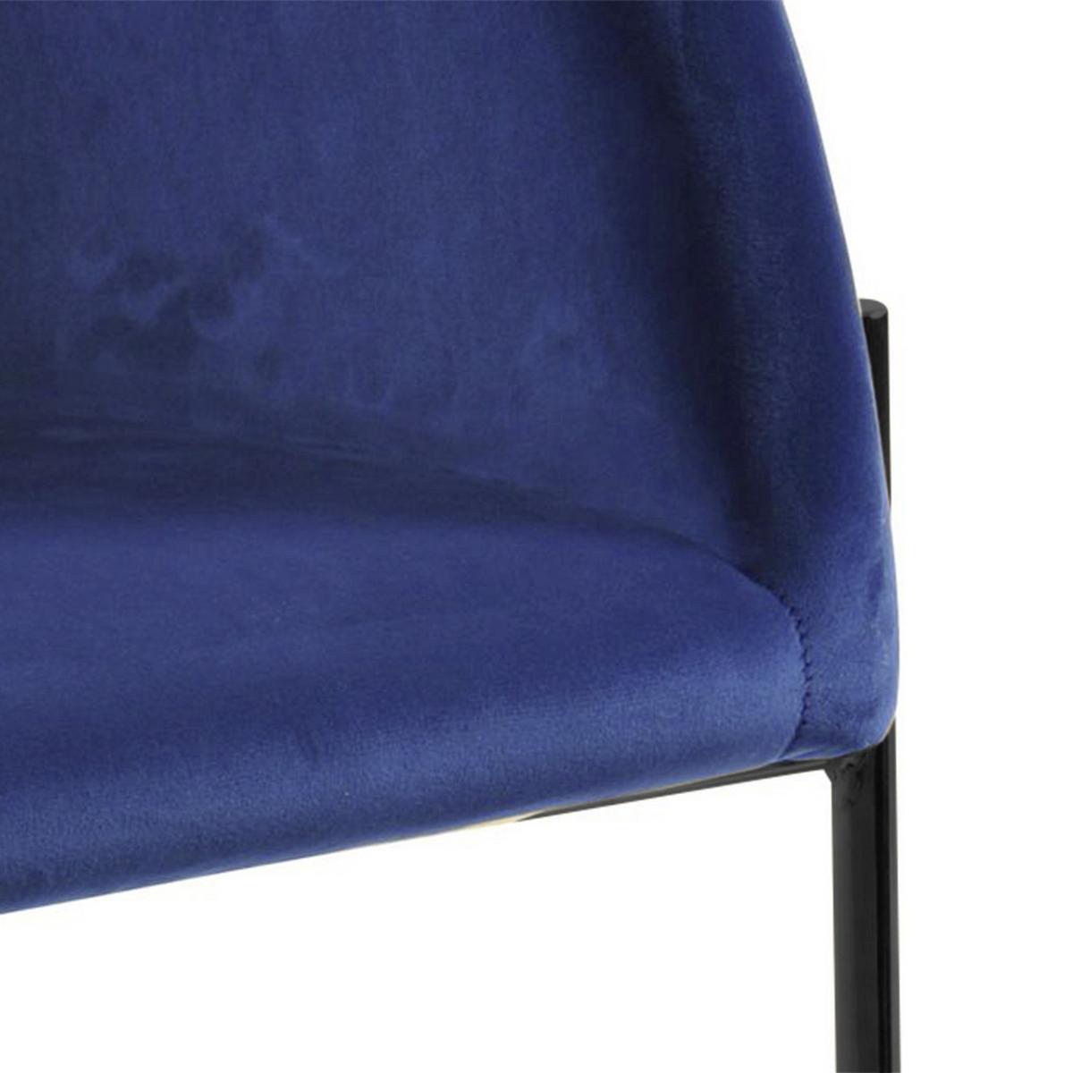 Armlehnstuhl Nelson Samtbezug Dunkelblau Gepolstert - Schwarz/Dunkelblau, Trend, Textil/Metall (56/76,5/54cm) - Carryhome