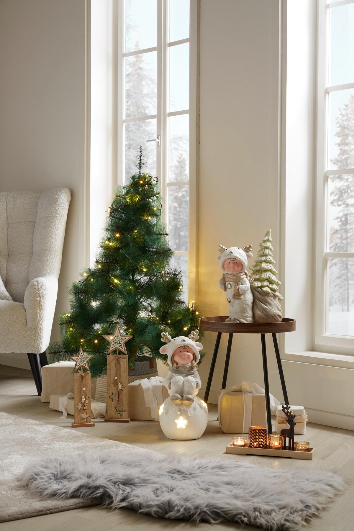 Dekostern Dino, H: Ca. 33 Cm - Naturfarben/Weiß, KONVENTIONELL, Holzwerkstoff (9/33cm) - Luca Bessoni