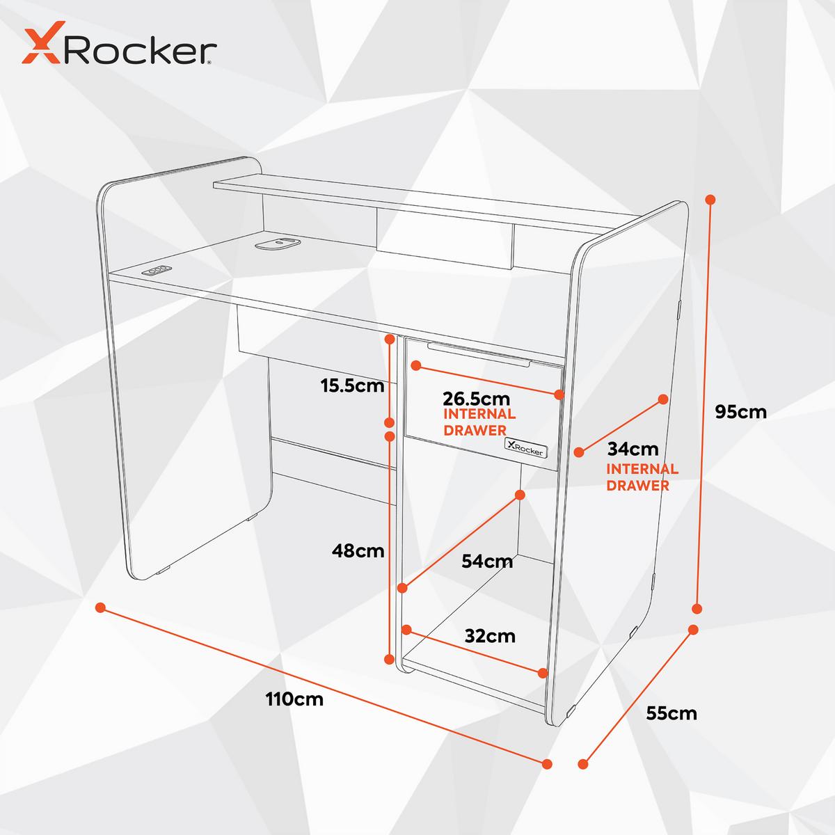 Gamingtisch Electra - Schwarz, MODERN, Holzwerkstoff (110/55/95cm) - X Rocker