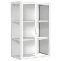 Hängevitrine Flokas Weiß B: 60 cm - Transparent/Weiß, Design, Glas/Metall (60/95/35cm) - MID.YOU