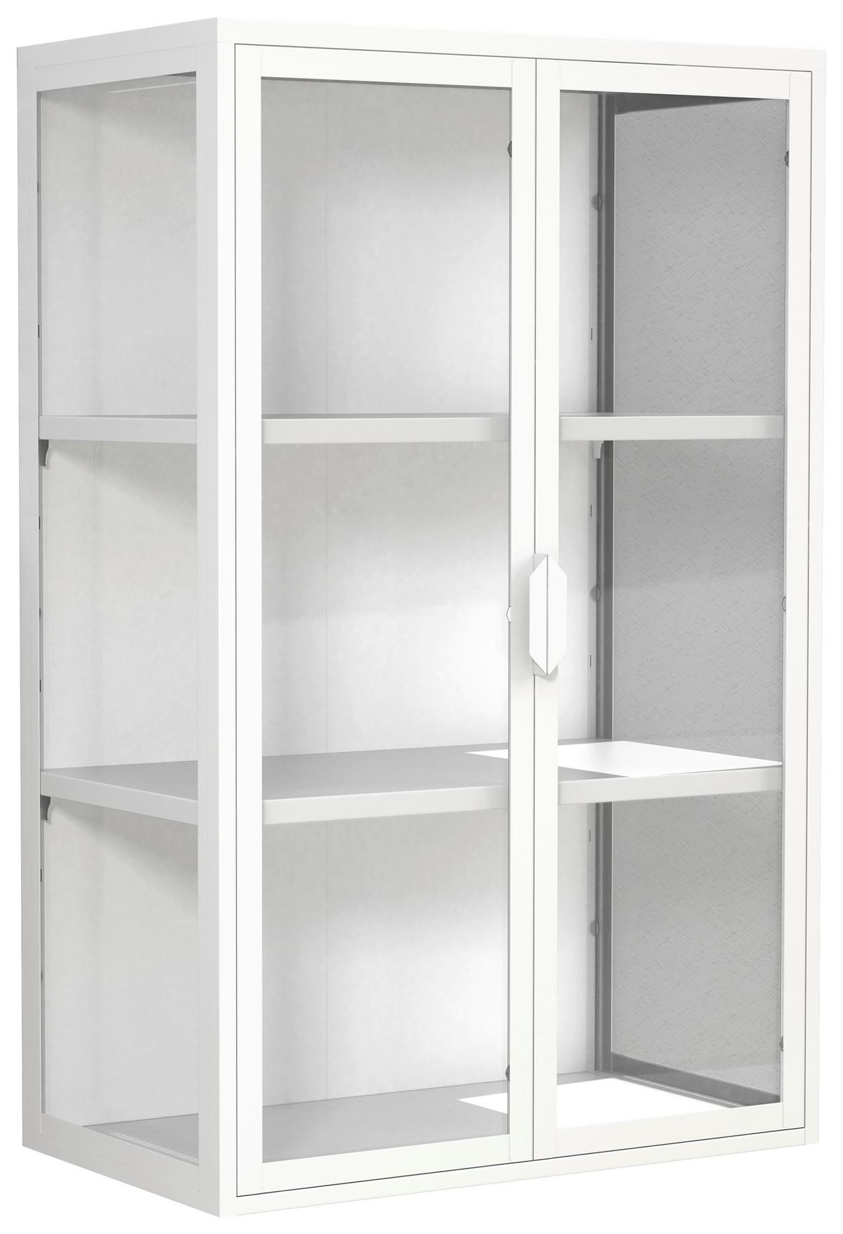 Hängevitrine Flokas Weiß B: 60 cm - Transparent/Weiß, Design, Glas/Metall (60/95/35cm) - MID.YOU