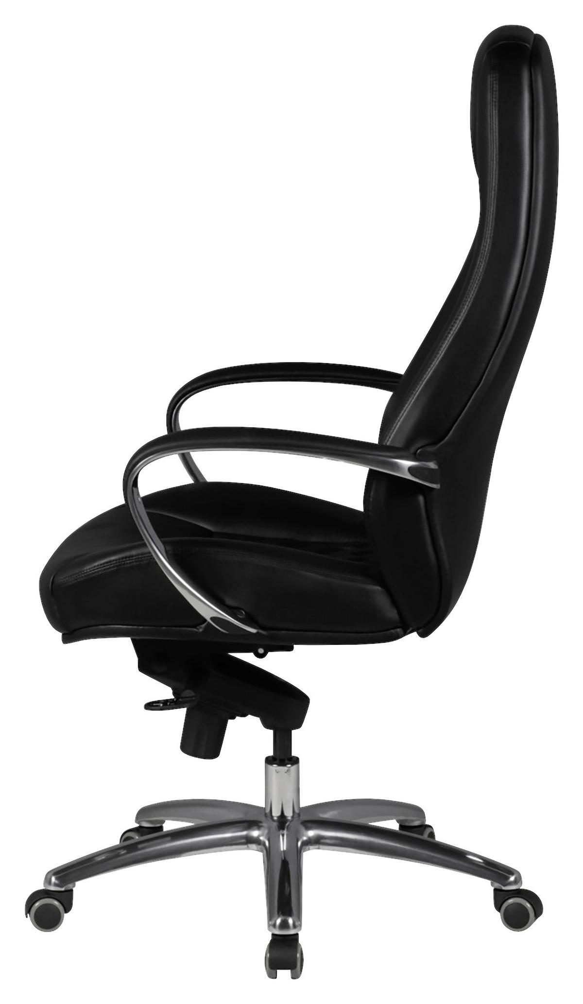 Kancelářske křeslo Austin z pravé kůže - černá/barvy hliníku, Moderní, kov/plast (68/130/68cm) - MID.YOU