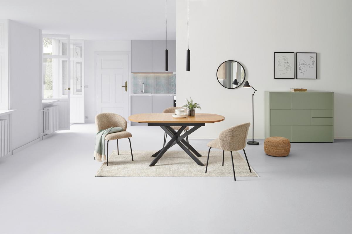 Ausziehtisch Paulo 120 Az 120-160x75x90 cm Eichefarben - Eichefarben/Schwarz, KONVENTIONELL, Holzwerkstoff/Metall (120-160/75/90cm) - MID.YOU