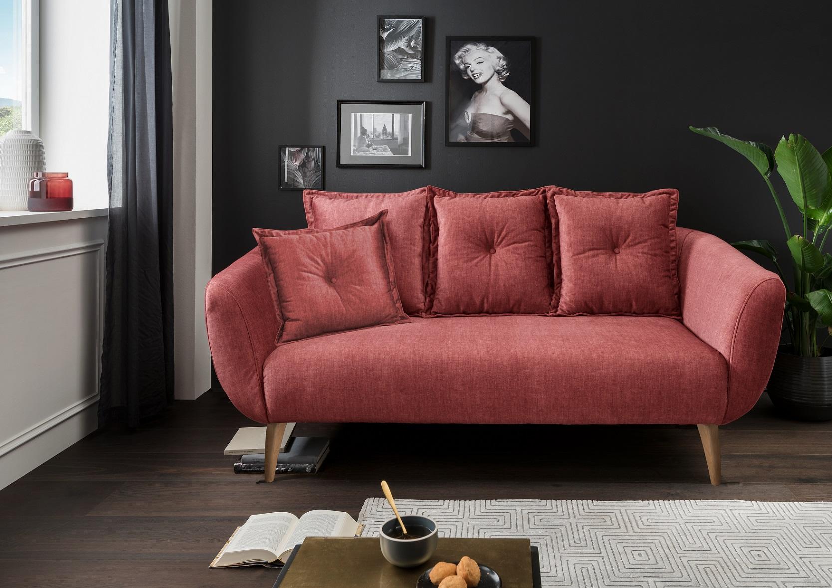 2,5-Sitzer Baggio Koralle B: 196 cm - Koralle/Buchefarben, MODERN, Textil (196/94/103cm) - Livetastic
