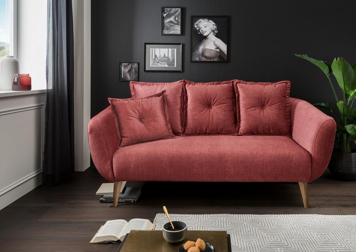 2,5-Sitzer Baggio Koralle B: 196 cm - Koralle/Buchefarben, MODERN, Textil (196/94/103cm) - Livetastic