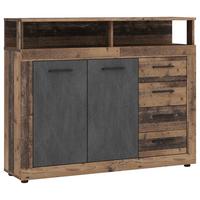 Komoda LUNA eiche old style - čierna/starobylý dub, Design, kompozitné drevo/plast (119,5/96,8/32cm) - MID.YOU