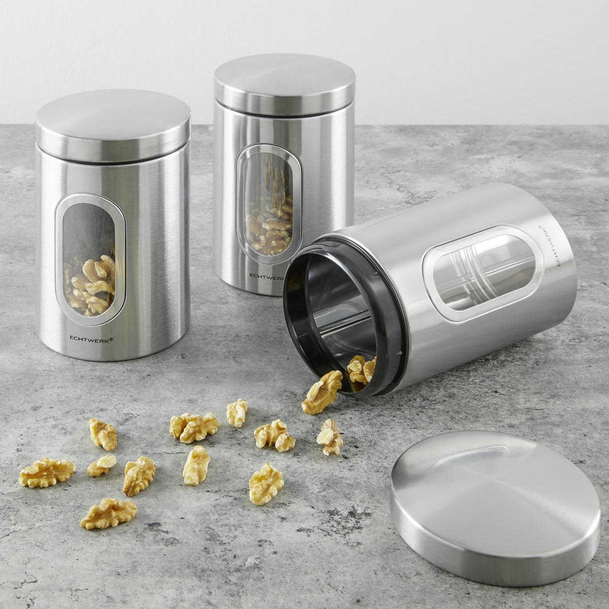 Vorratsdosen 3er-Set Wasserdicht - Silberfarben, Trend, Metall (11/17,5cm) - Echtwerk