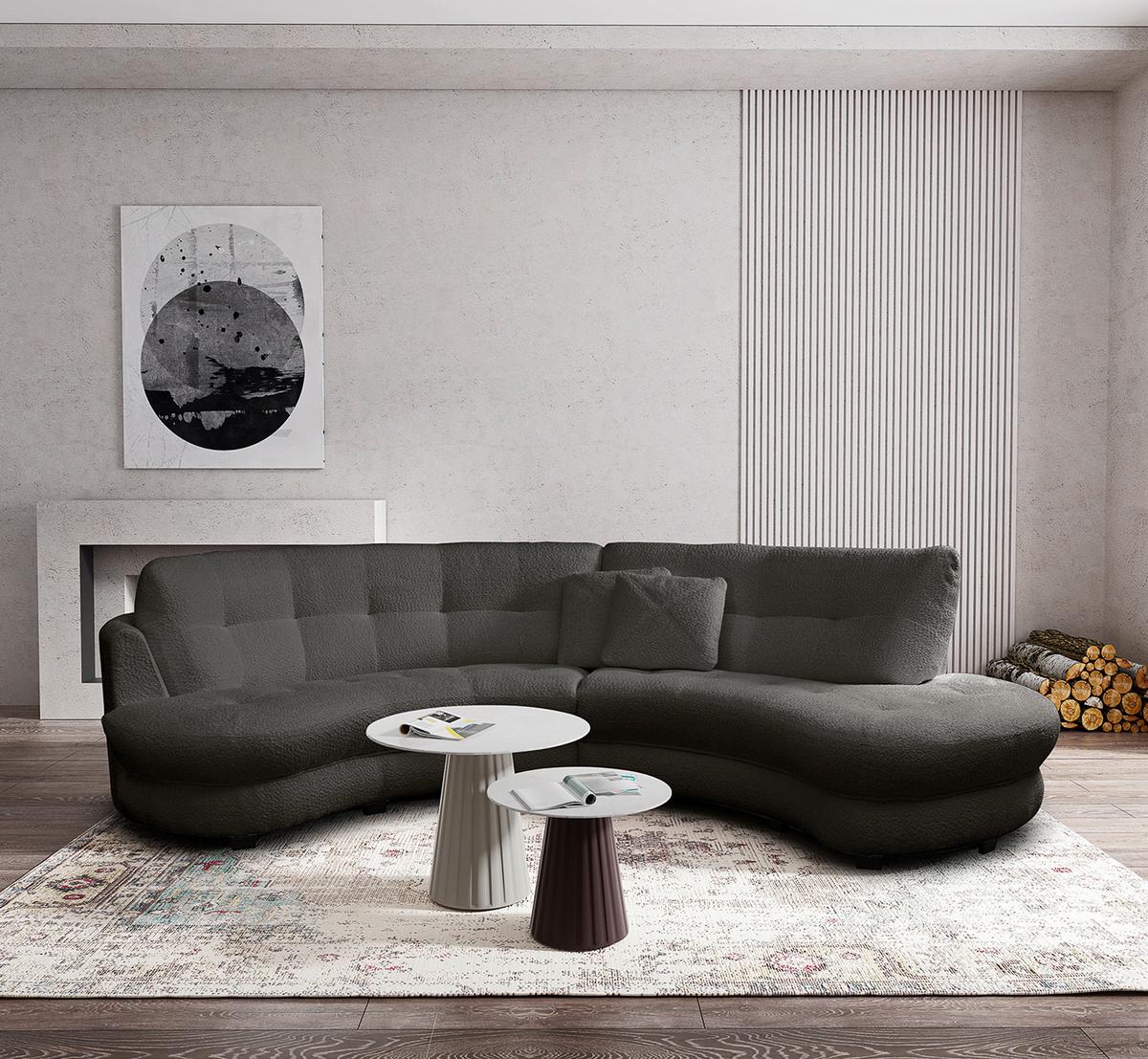 Ecksofa Bretania Anthrazit S: 300x113 cm - Anthrazit/Schwarz, Design, Textil (300/113cm) - Livetastic