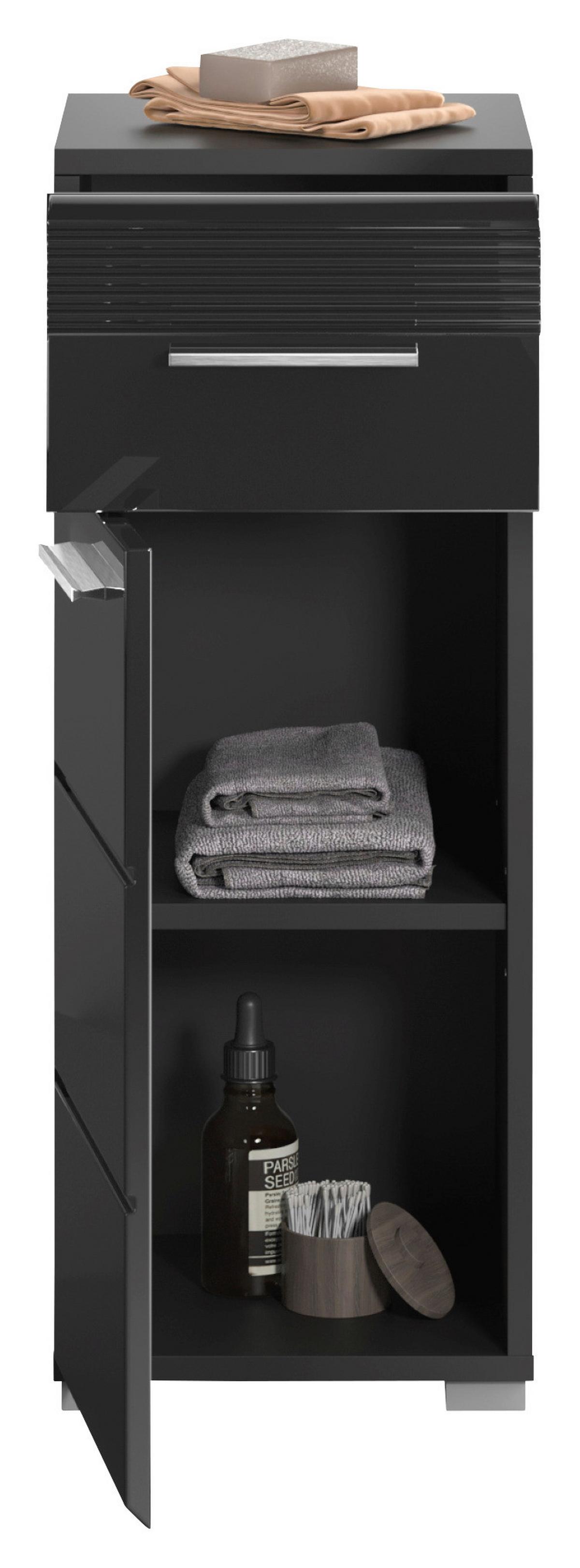 Unterschrank Linus Schwarz B: 60 Cm - Schwarz Hochglanz/Schwarz, MODERN, Holzwerkstoff (60/70/30cm) - MID.YOU