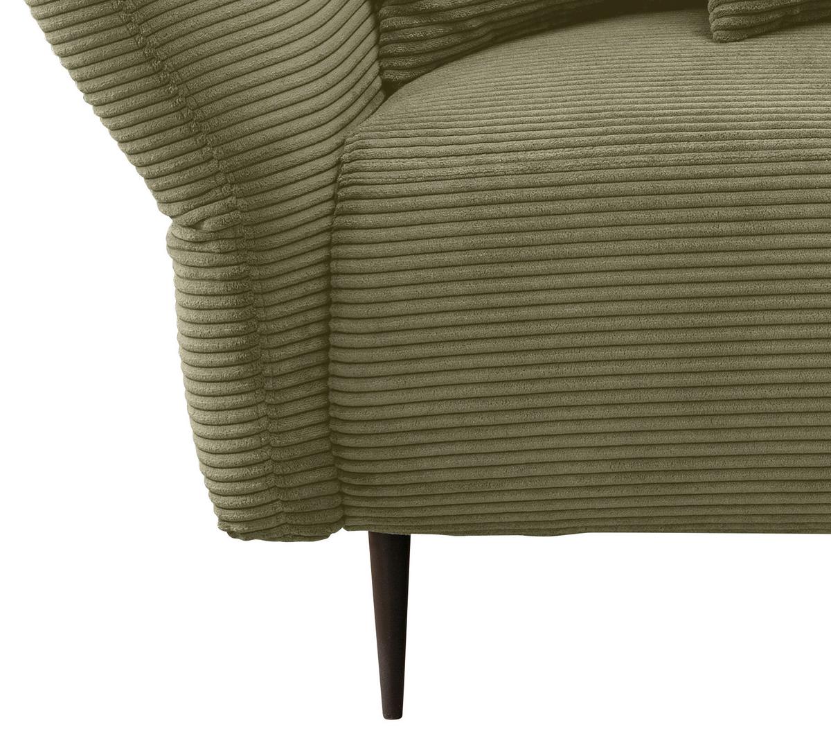 Ecksofa Vanilla mit Armteil- Verstellung, Olivgrün, 256x256 - Schwarz/Olivgrün, Design, Textil (256/256cm) - Livetastic