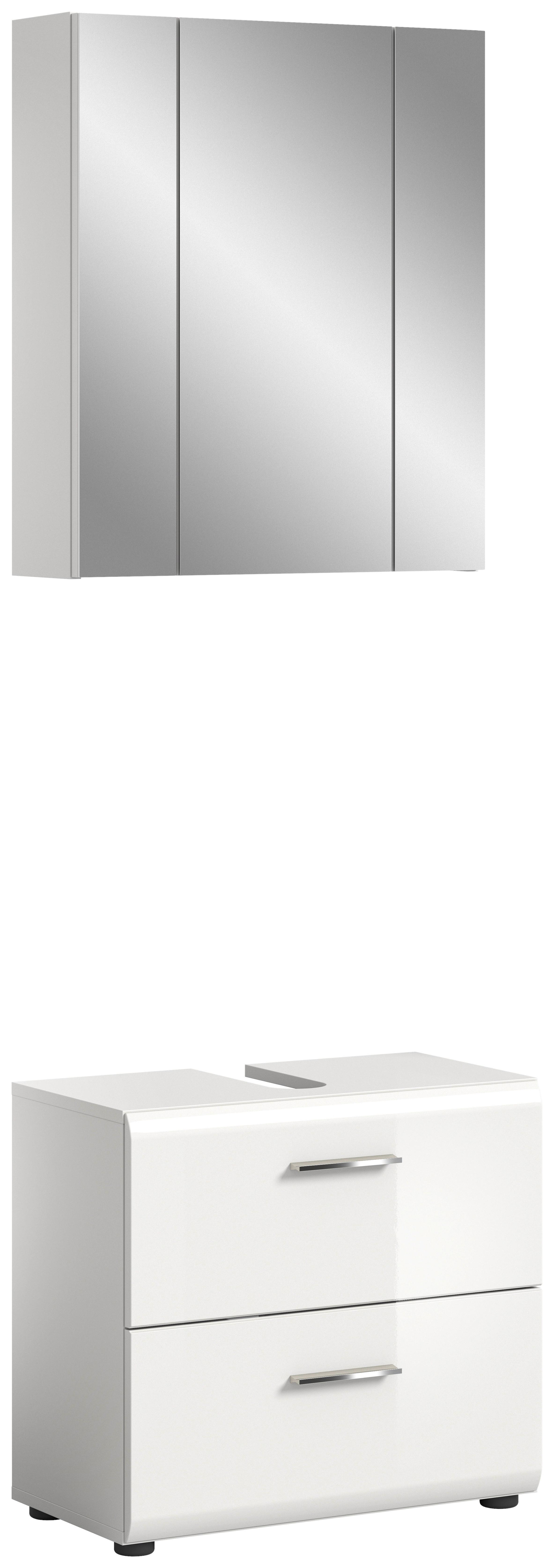 Badezimmer Ice Weiß Hg B: 60 Cm - Weiß Hochglanz/Schwarz, MODERN, Glas/Holzwerkstoff (60cm) - MID.YOU