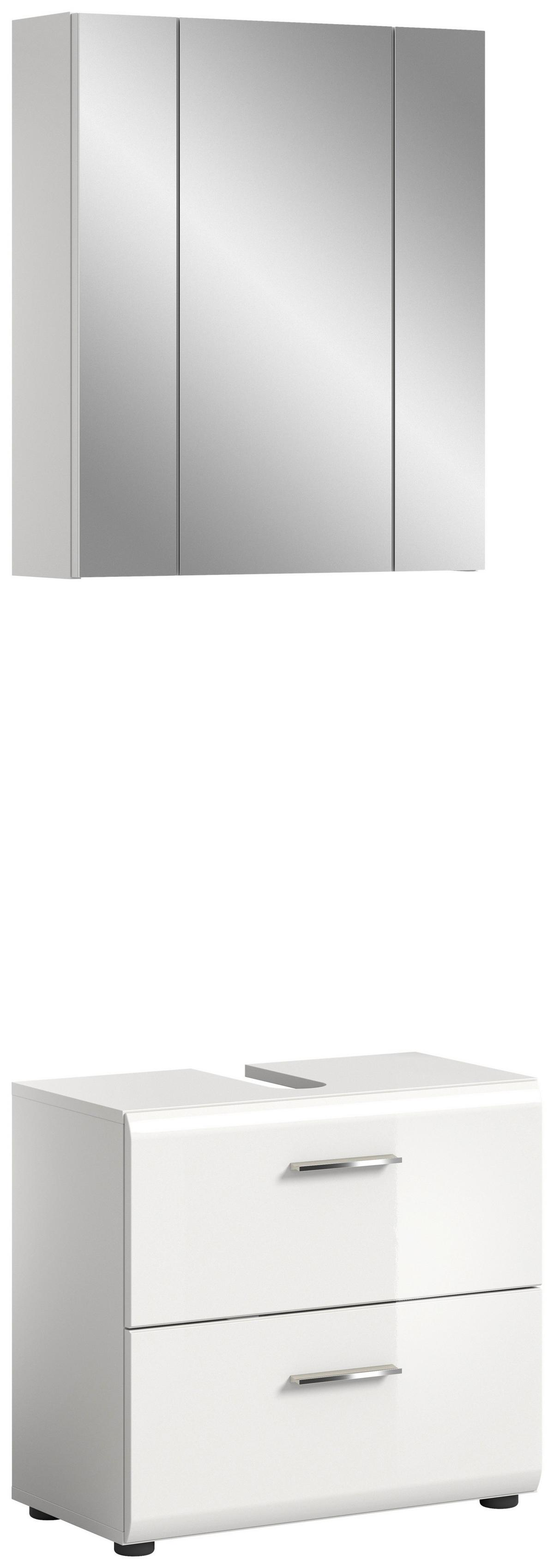 Badezimmer Ice Weiß Hg B: 60 Cm - Weiß Hochglanz/Schwarz, MODERN, Glas/Holzwerkstoff (60cm) - MID.YOU