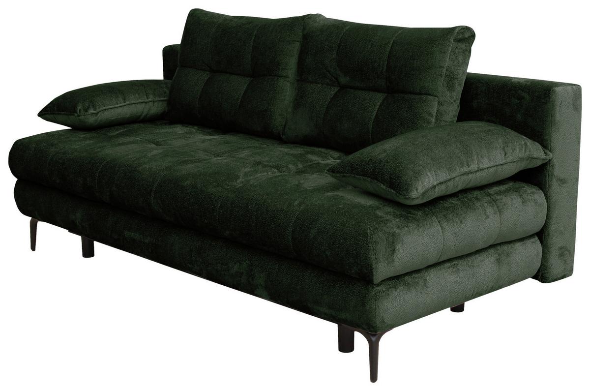 Rozkládací pohovka PERLA, tmavě zelený velur - černá/tmavě zelená, Konvenční, kov/textil (203/94/96cm)