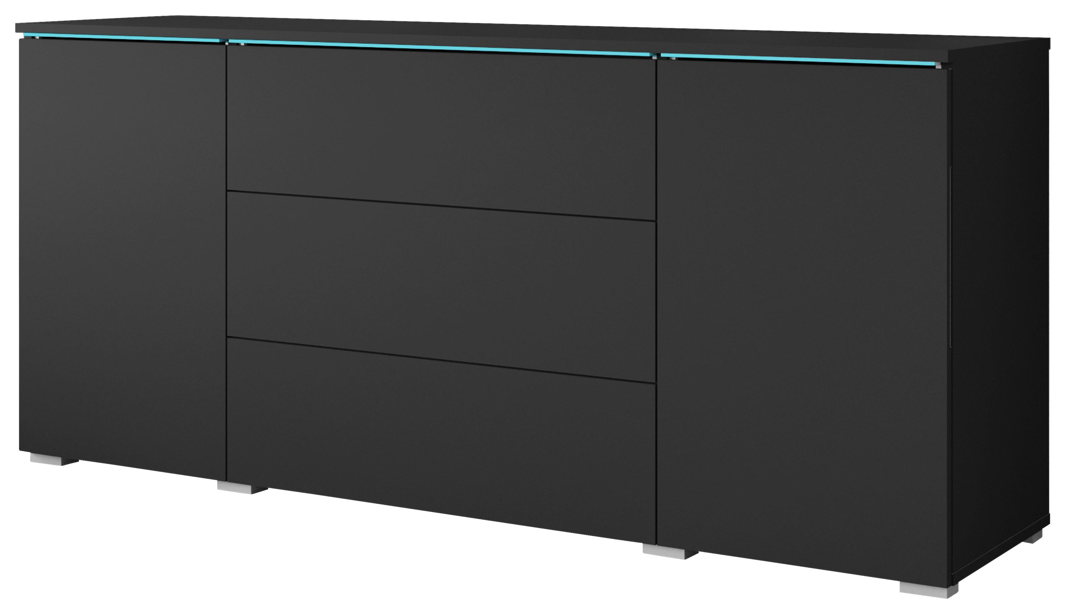 Sideboard Vera 150 Graphit - Schwarz/Graphitfarben, Basics, Holzwerkstoff (150/67,9/39,5cm) - P & B