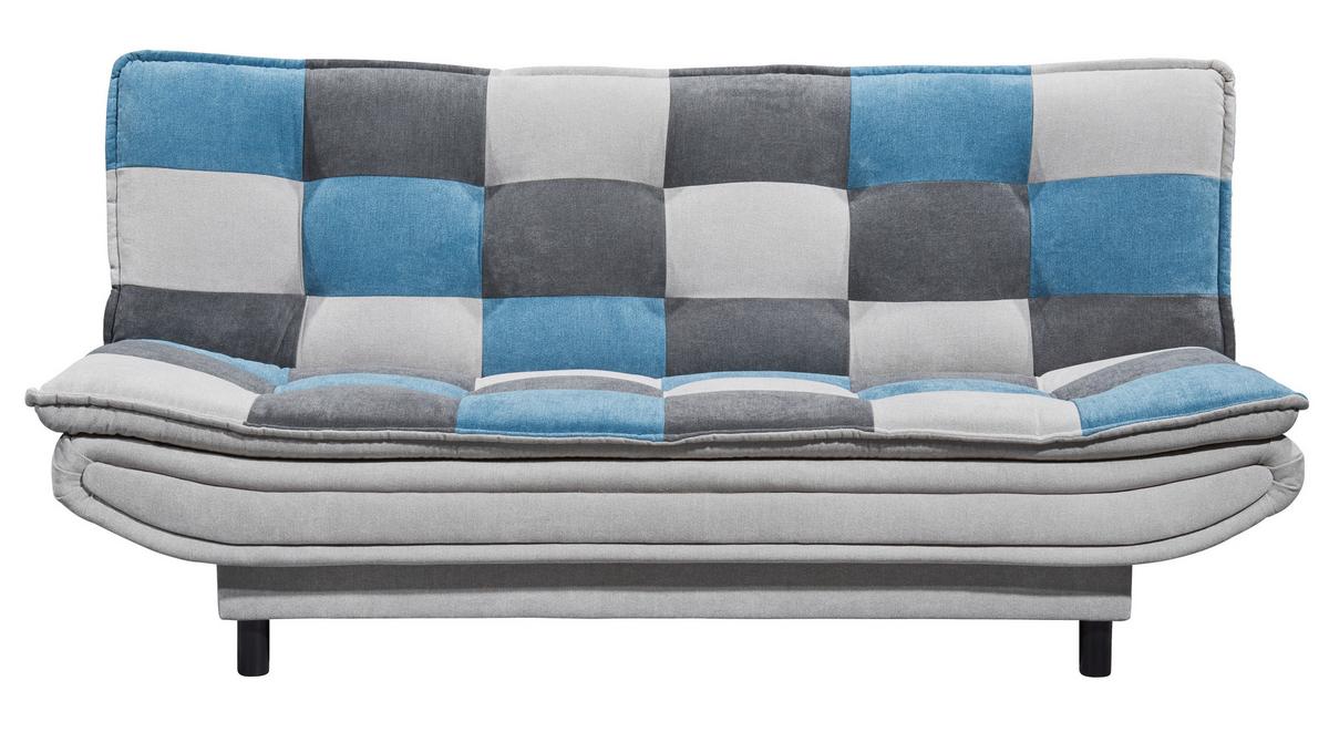 Schlafsofa Mit Bettkasten Patch, Mischgewebe - Blau/Dunkelgrau, Basics, Holzwerkstoff/Textil (188/90/89cm) - MID.YOU