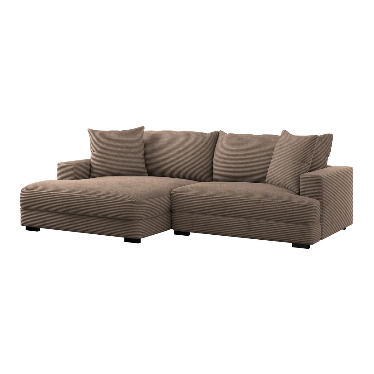 Ecksofa Pelle m. Kissen beigebraun Cord 180x265cm - Beigebraun/Schwarz, MODERN, Textil (180/265cm)