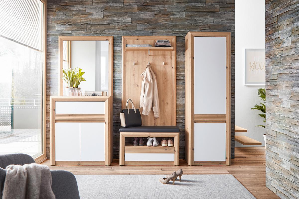 Garderoben-Set Kashmir New Weiß/Eiche Dekor 6--Teilig. - Eichefarben/Weiß, MODERN, Holzwerkstoff (228/192/41cm) - James Wood