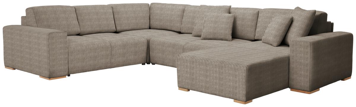 Wohnlandschaft Vouge U: 283x371x208 Cm - Taupe/Buchefarben, KONVENTIONELL, Textil (283/371/208cm) - Livetastic