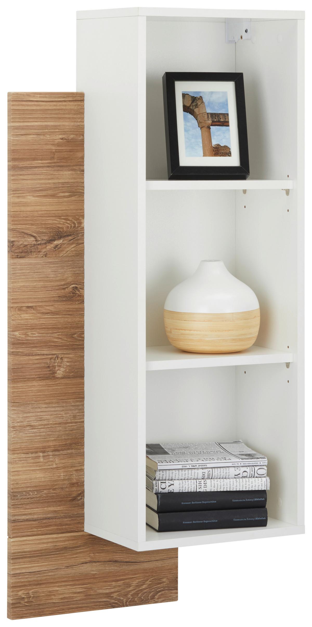 NÁSTĚNNÝ REGÁL LEONARDO - bílá/barvy dubu, Moderní, kompozitní dřevo (50/97/25cm) - Mömax